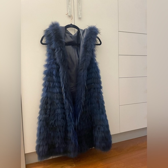 Saga Furs Jackets & Blazers - 🔥SEND OFFERS🔥 BLUE reversible real fur and leather long vest​​